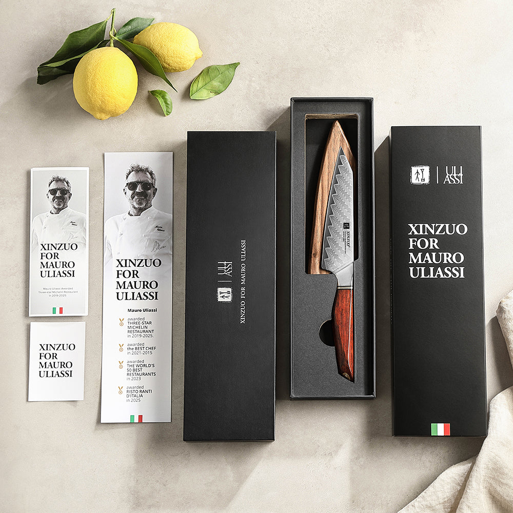 XINZUO x MAURO ULIASSI Universalmesser 140 mm - 73 Lagen Damaststahl