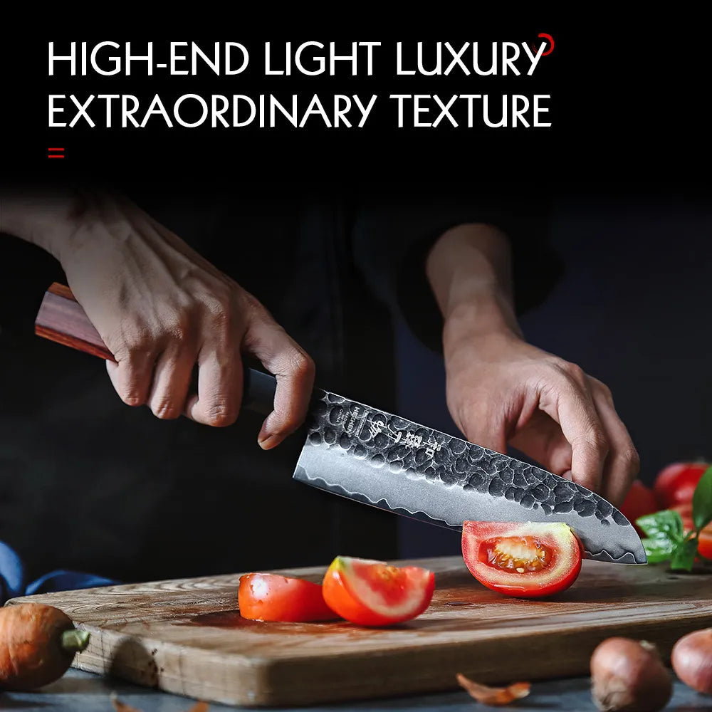 Couteau Santoku série Shizen HEZHEN 215 mm - Acier composite martelé