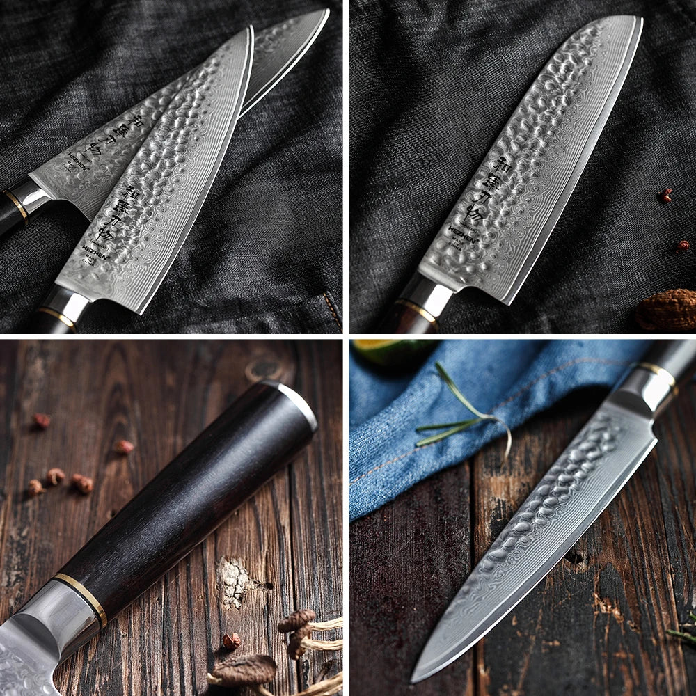 HEZHEN Hammer Series 3-piece knife set - 67 layers of Damascus steel