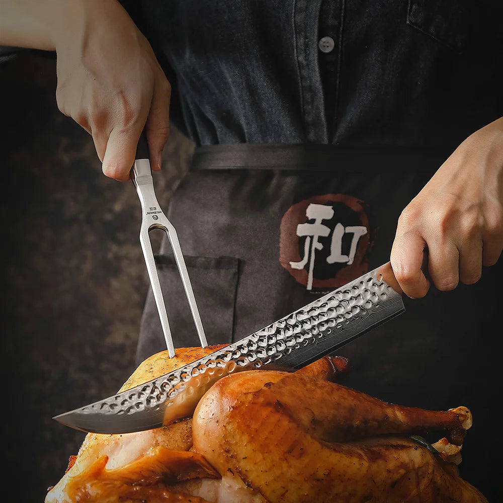 HEZHEN Hammer Series meat fork with ebony handle