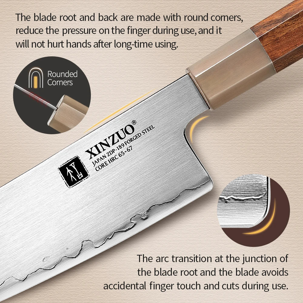 Couteau Santoku XINZUO Tenshi Series 183 mm - Acier ZDP-189