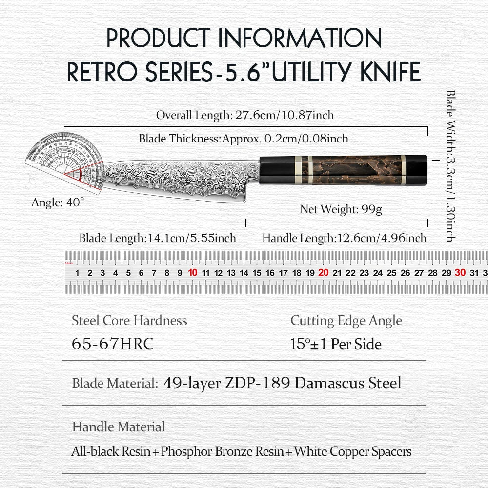 HEZHEN 5,6" (142MM) Tsubaki Series Universalmesser