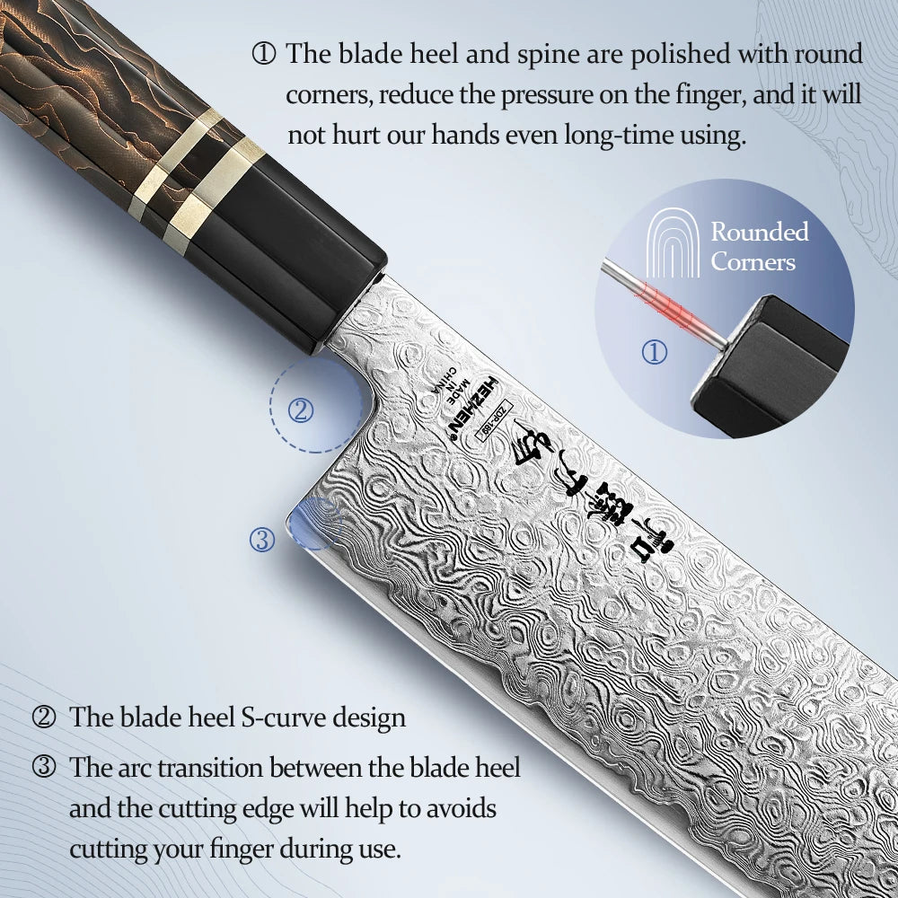 HEZHEN 7.1" (180MM) Tsubaki Series Nakiri