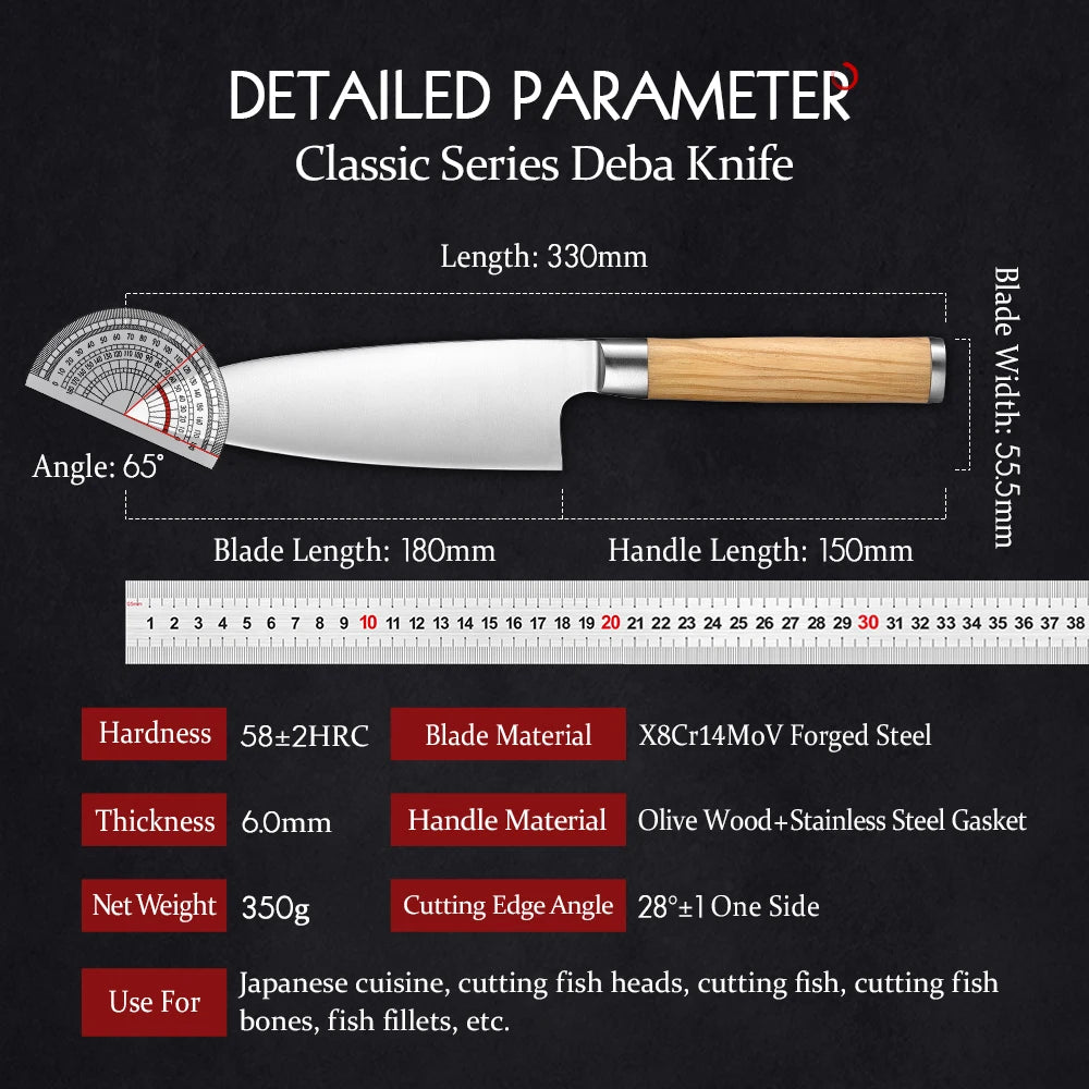Coltello Deba XINZUO Sakana SE Series 180 mm - Acciaio composito forgiato