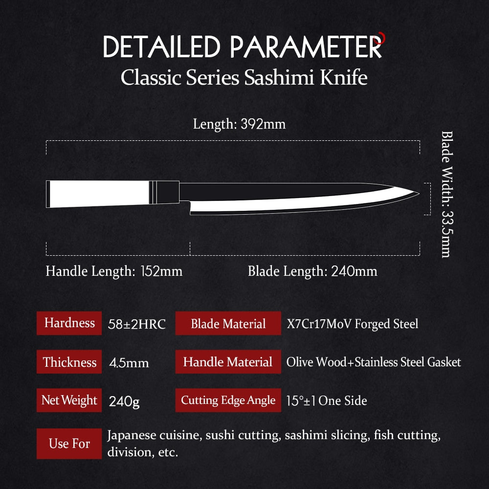 HEZHEN Sakana SE Series Yanagiba Messer 240 mm - Geschmiedeter Verbundstahl