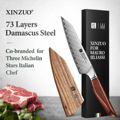 XINZUO x MAURO ULIASSI Universalmesser 140 mm - 73 Lagen Damaststahl