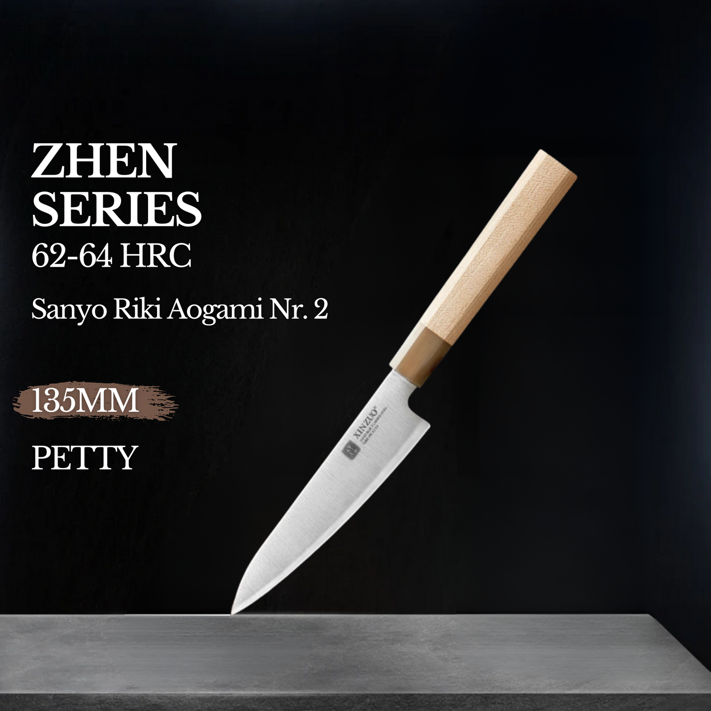 XINZUO 5.3" (134MM) Zhen Series Universalmesser (Petty) mit japanischem Sanyo Riki Aogami Nr. 2 Stahl und Ahornholz Griff