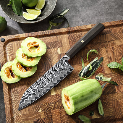 HEZHEN Shaolin Series Santoku Messer 178 mm - 67 Lagen Damaststahl