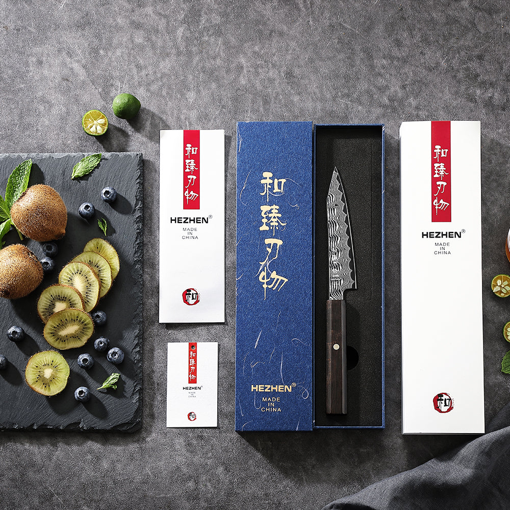 HEZHEN Shaolin Series Universalmesser 127 mm - 67 Lagen Damaststahl