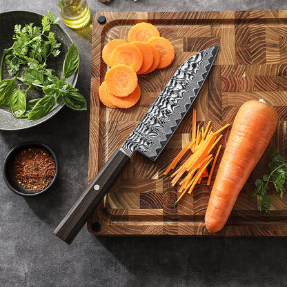 HEZHEN Shaolin Series Santoku Messer 178 mm - 67 Lagen Damaststahl
