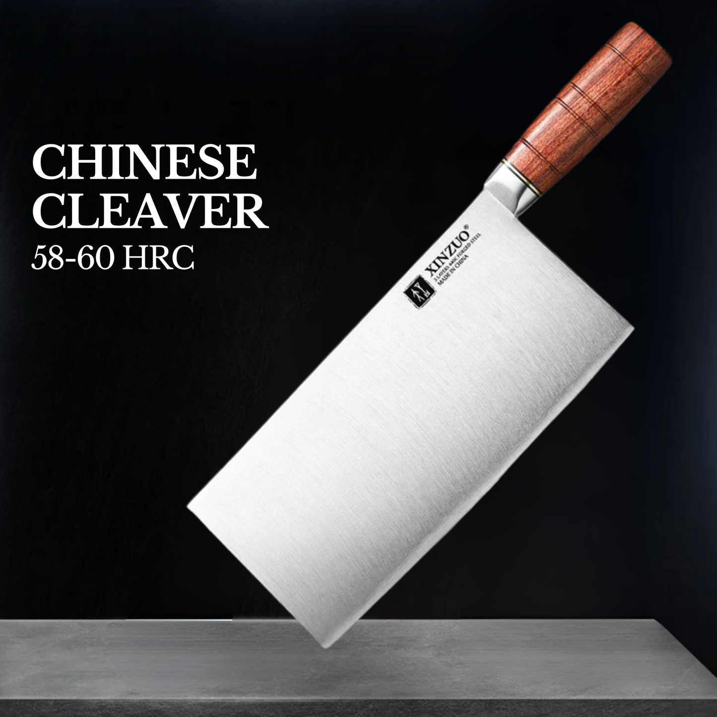 XINZUO 7.5'' (190MM) chinesischer Cleaver mit Verbundstahl Klinge und Rotholz Griff