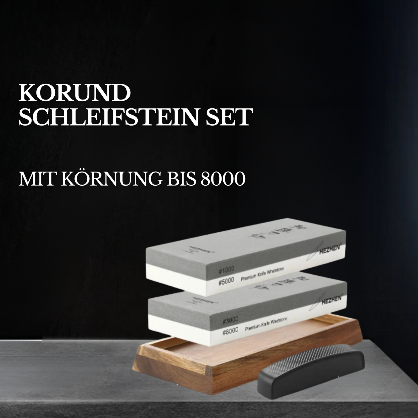 Hezhen 1000/5000 and 3000/8000 corundum grindstone set