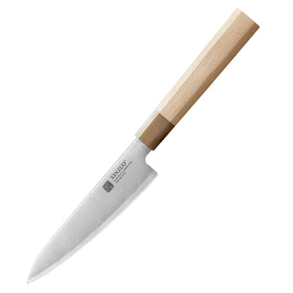 XINZUO 5.3" (134MM) Zhen Series Universalmesser (Petty) mit Ahornholz Büffelhorn Griff und Sanyo Riki Aogami Nr. 2 Stahl