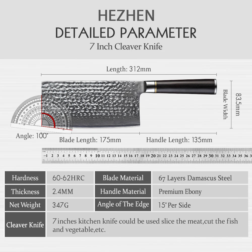 Hezhen 7 "(175mm) Hammer Series Cleaver