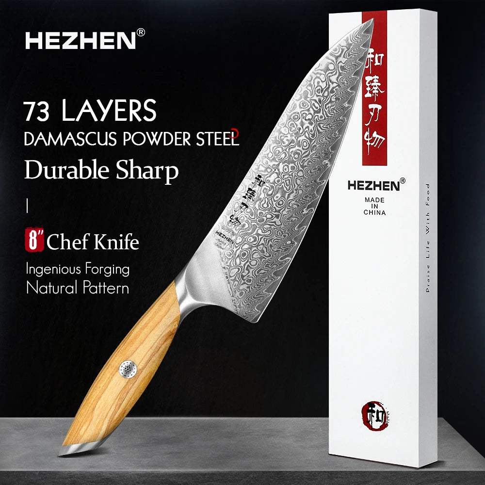 HEZHEN Kasumi Series Kochmesser 210 mm - 73 Lagen Damaststahl