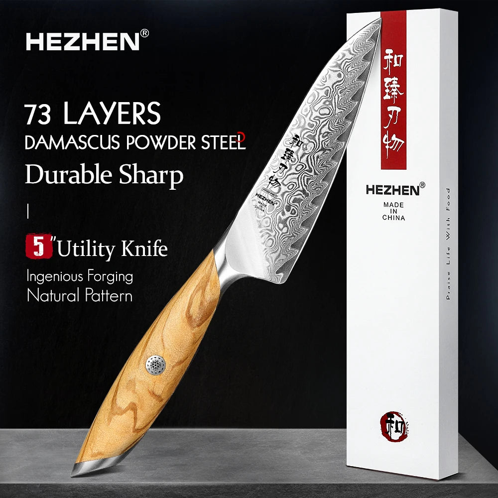 HEZHEN Kasumi Series Universalmesser 135 mm - 73 Lagen Damaststahl