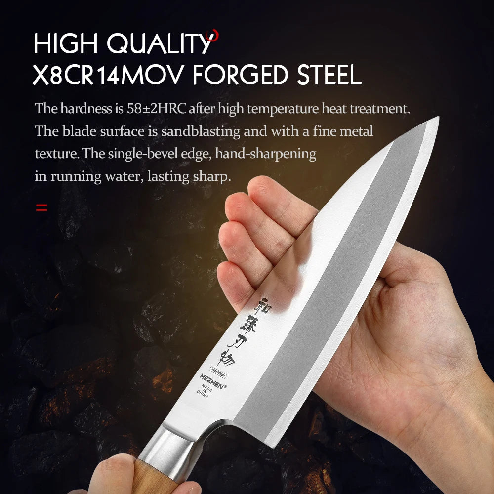 HEZHEN 180MM XINZUO 180MM Sakana SE Series Deba mit geschmiedetem Verbundstahl und  Olivenholz Griff