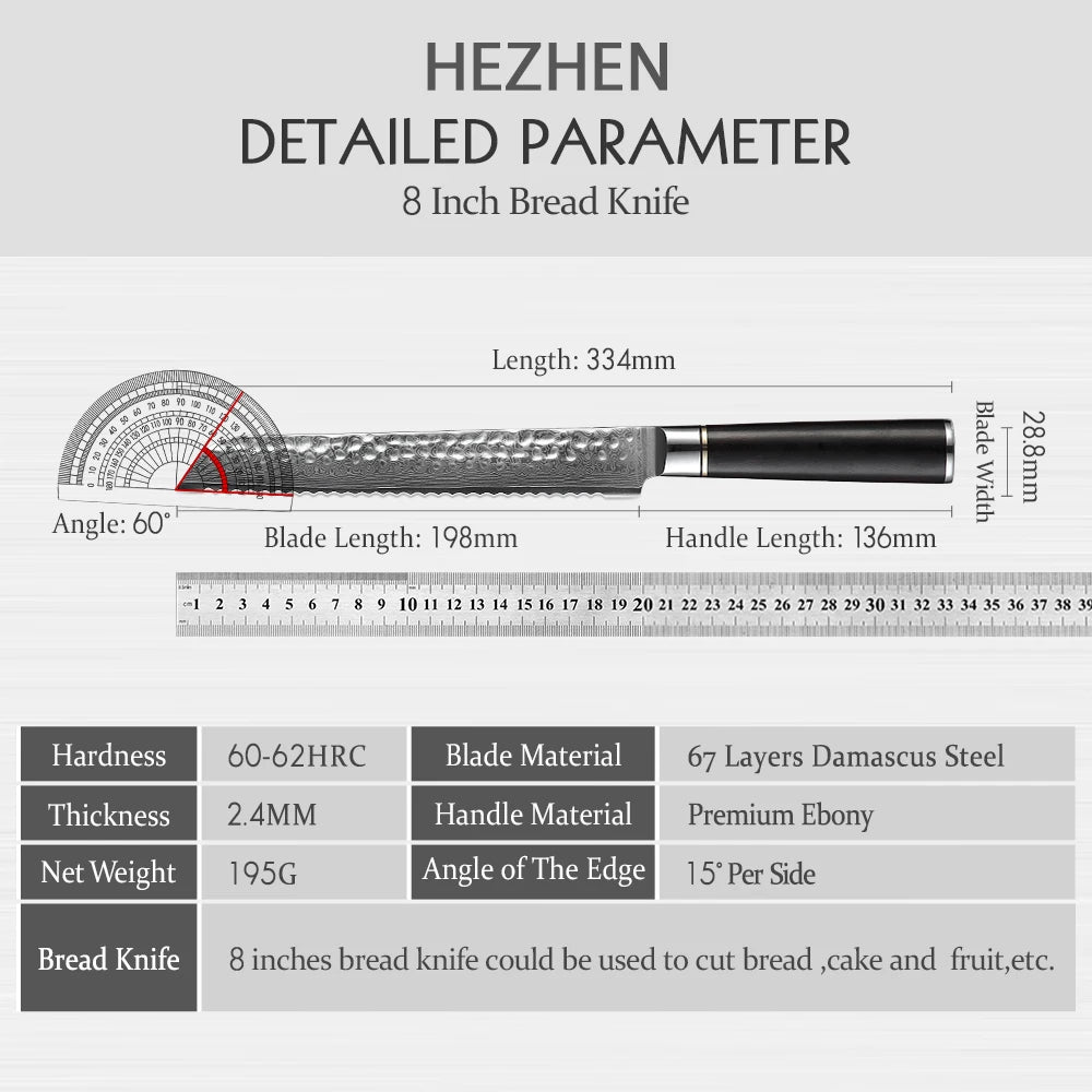 HEZHEN 8" Hammer Series bread knife