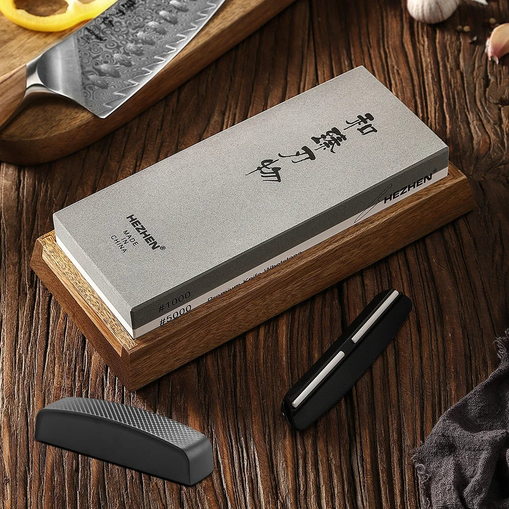 Hezhen 1000/5000 and 3000/8000 corundum grindstone set