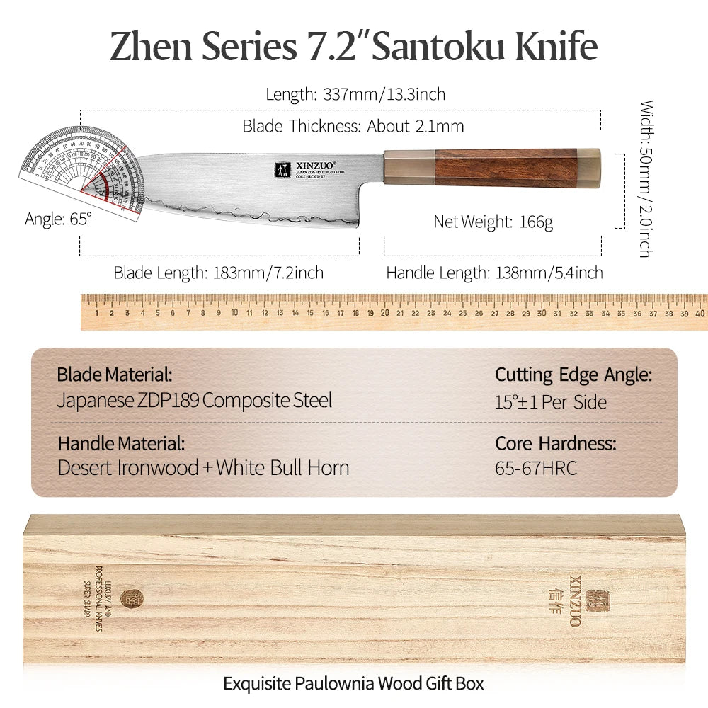 Xinzuo 7.2 '' (183mm) Tenshi Series Santoku