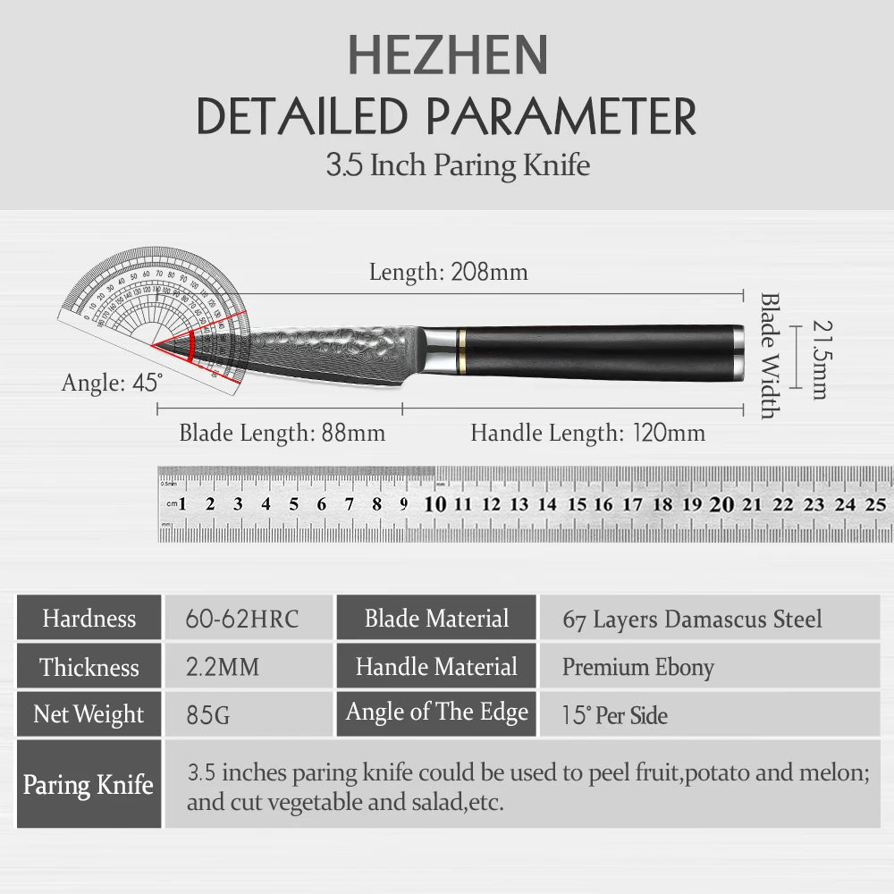 HEZHEN 3.5'' (88MM) Hammer Series Paring Knife