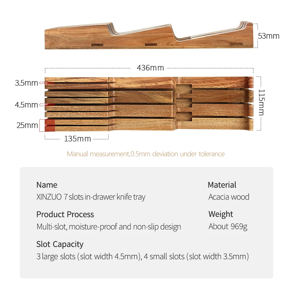 Acacia wood drawer insert
