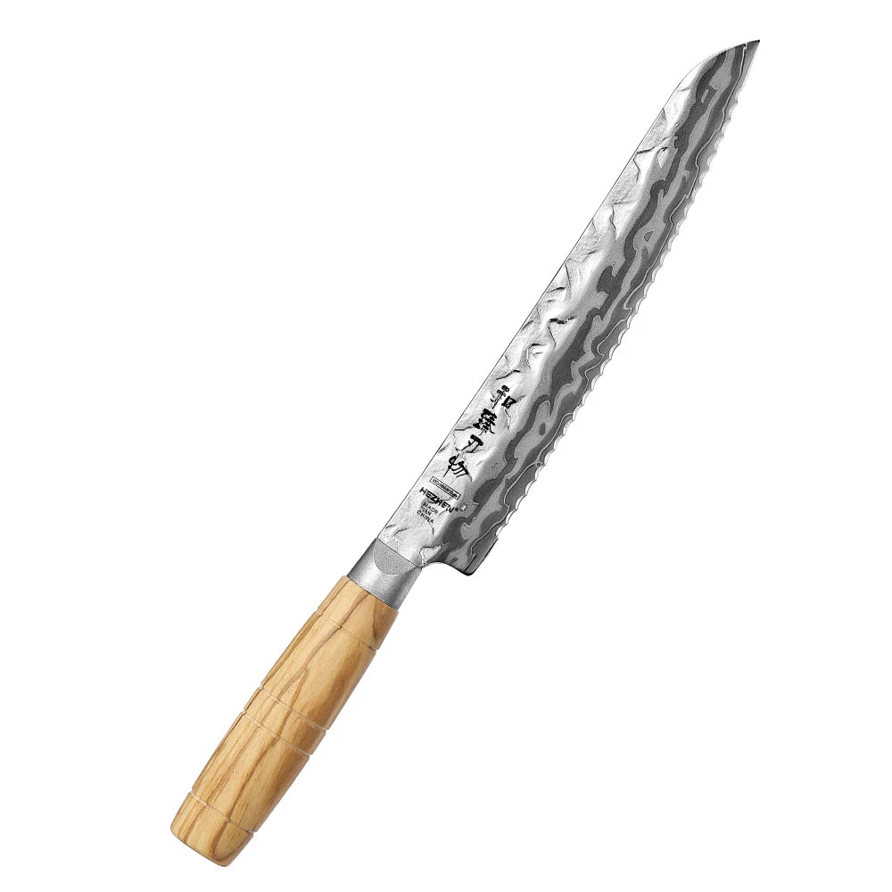 HEZHEN Hinoki Series Brotmesser 207 mm - 9 Lagen Damaststahl