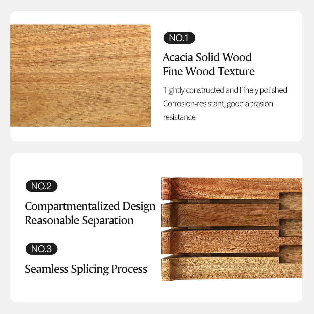 Acacia wood drawer insert