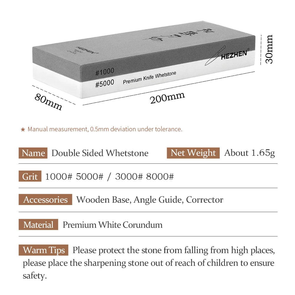Hezhen 1000/5000 and 3000/8000 corundum grindstone set