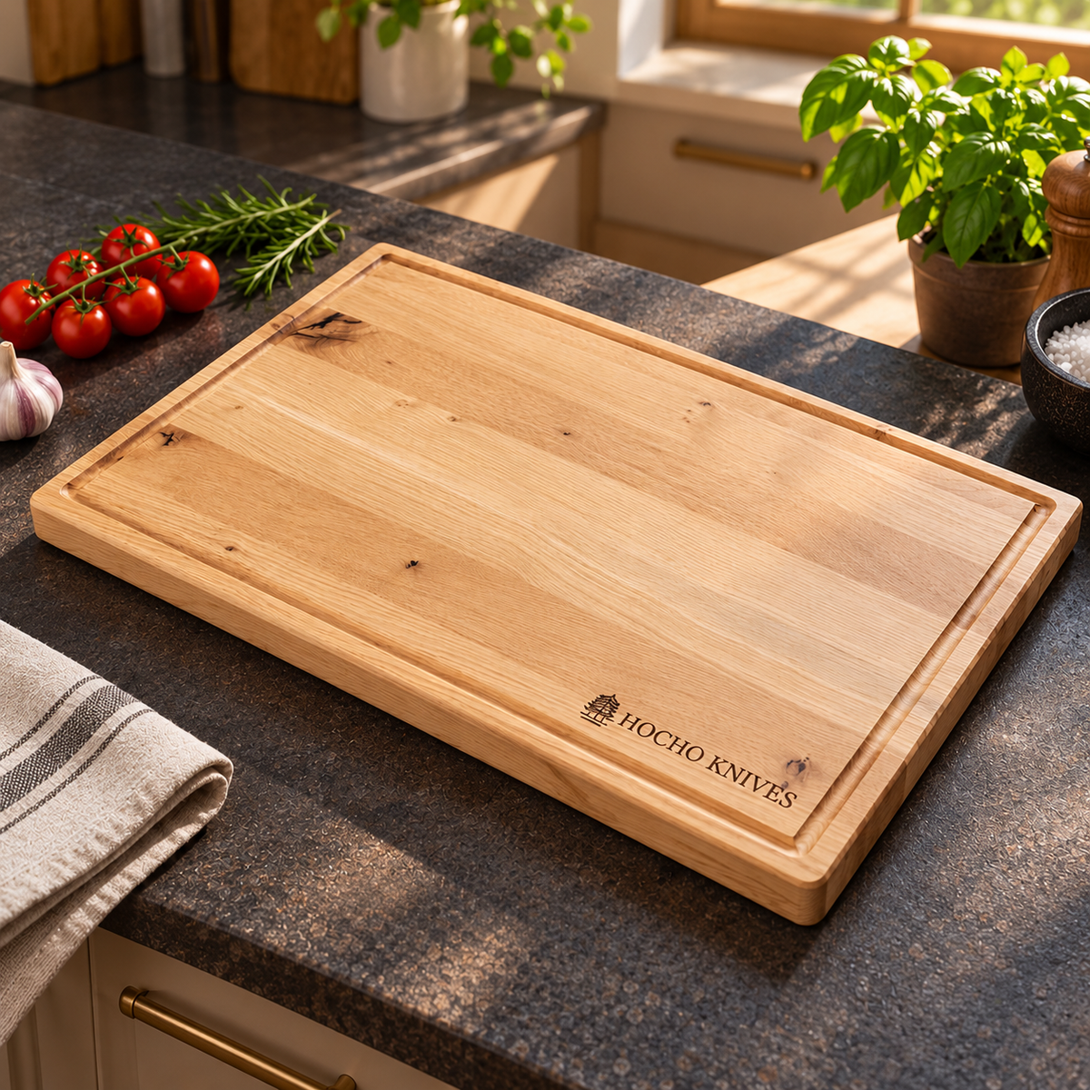 HOCHO Holzschneidbrett mit Saftrille – Hauptansicht