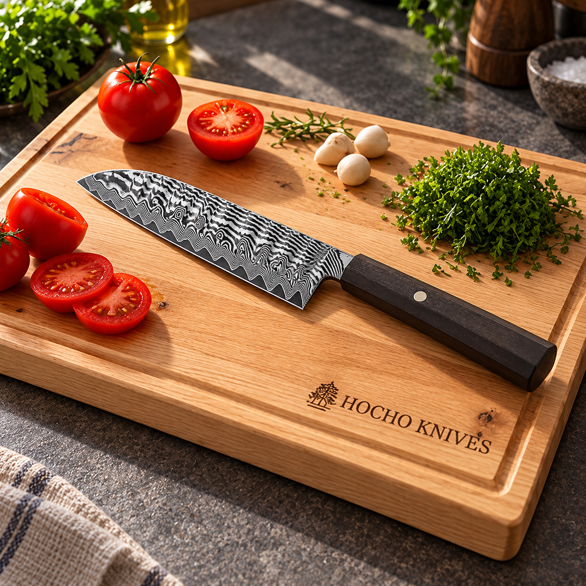 Lifestyle mit Santokumesser – Messer nicht im Lieferumfang